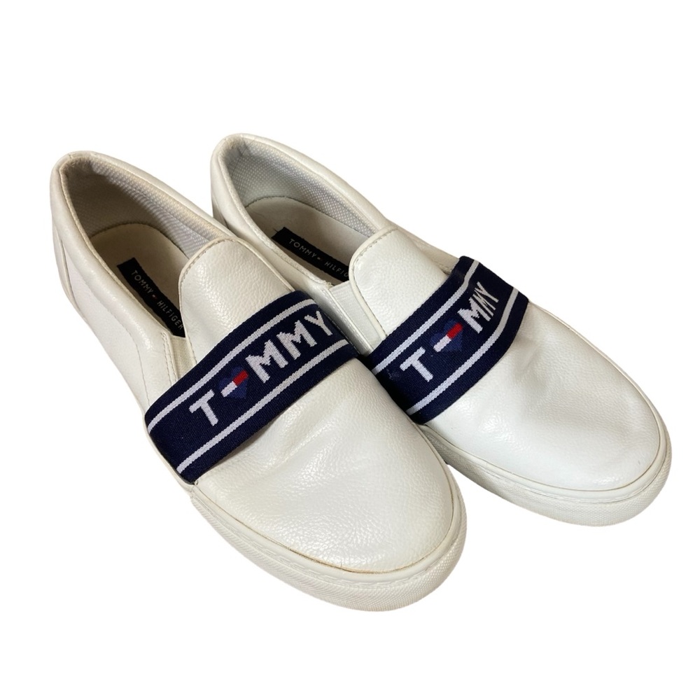 Tommy Hilfiger White Leather Slip-On Shoes, Women’s size 8